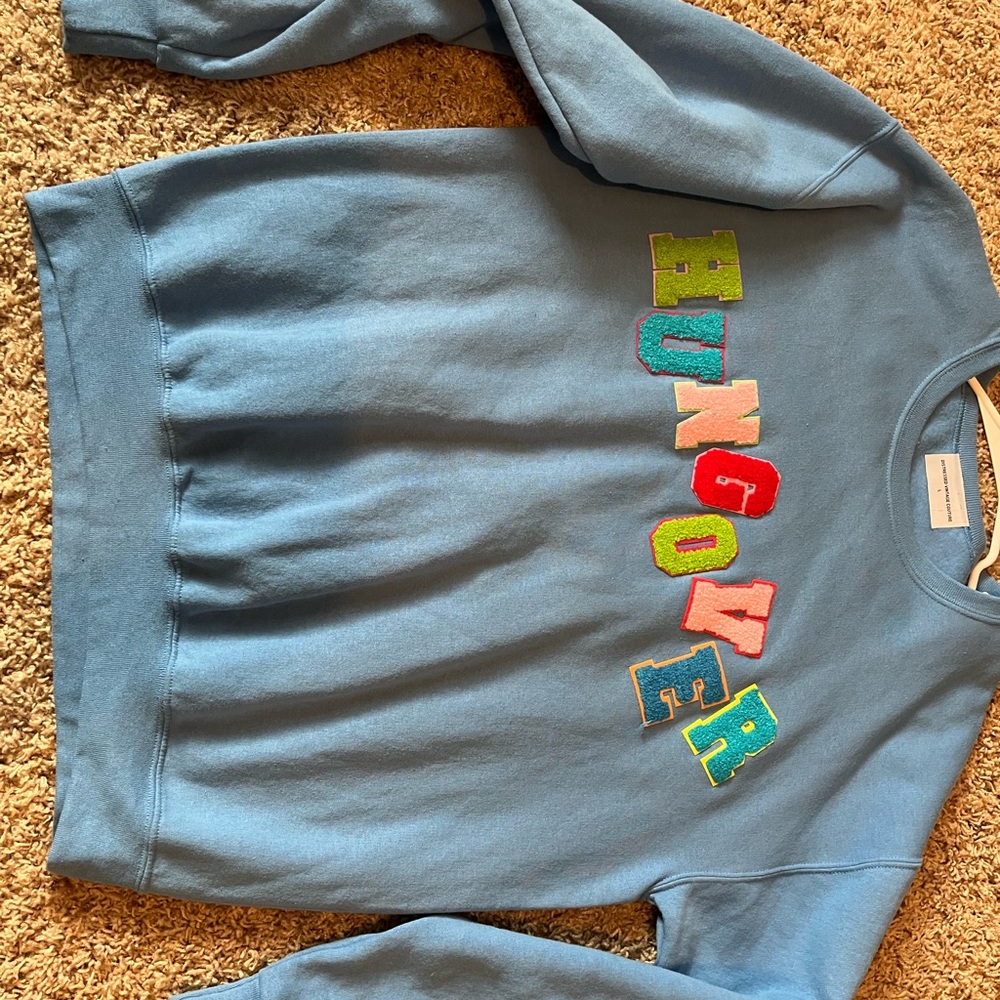 Kids Blue Sweatshirt with Colorful Lettering